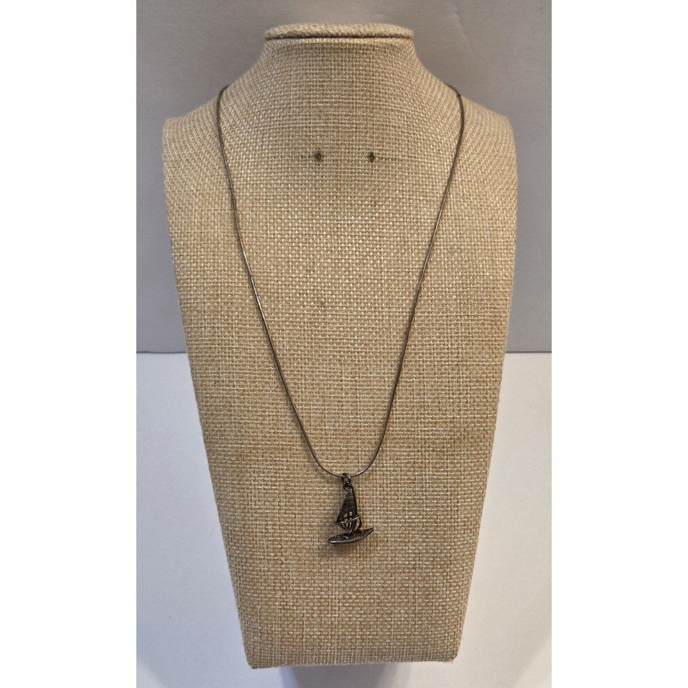 Vintage Kabana Sterling Silver Wind Surfing Pendant 18" Sterling Snake Braid